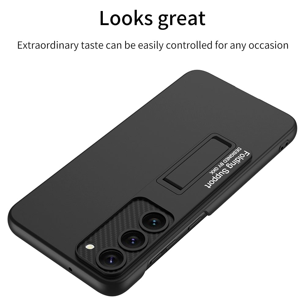 GKK til Samsung Galaxy S23 Anti-drop gummibelagt telefoncover Ultratyndt hårdt pc-cover med støtteben GKK til Samsung Galaxy S23 Anti-drop gummibelagt telefoncover Ultratyndt hårdt pc-cover med støtteben